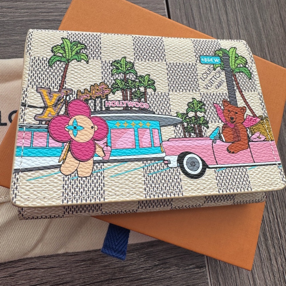 LOUIS VUITTON Portefeuille Victorine Vivienne Trifold Wallet Damier Azur 💯 auth